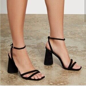 Sam Edelman | Kia Black Sandal Block Heel Suede Women's 10